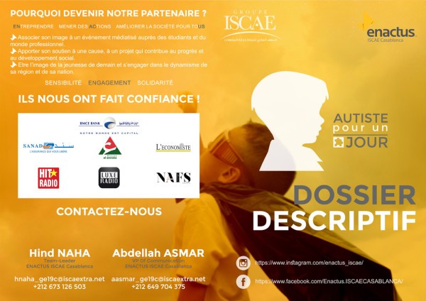 Le Club Enactus ISCAE Casablanca organise un événement, Autiste pour un Jour, au profit des enfants autistes au Maroc