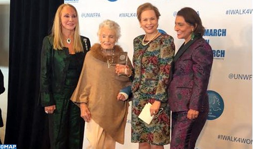 Nations-Unies : Lalla Joumala Alaoui remet à Mme Eve Branson le Prix de l'Association des Femmes des Nations-Unies pour la paix 2018