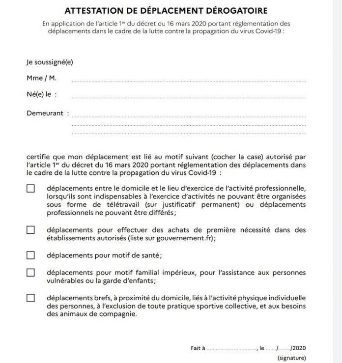 Les Documents Circulant Comme Etant L Autorisation De Quitter Le Domicile Sont Faux