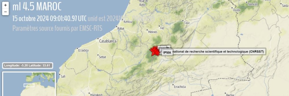 Séisme de magnitude 4,4 près d’Azrou : un tremblement de terre à faible profondeur secoue la région